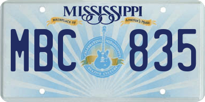 MS license plate MBC835