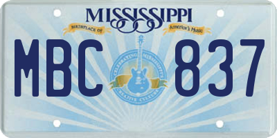 MS license plate MBC837