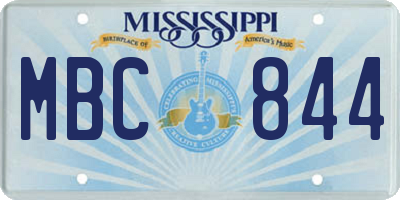 MS license plate MBC844