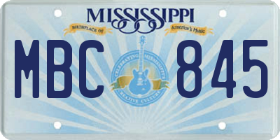 MS license plate MBC845