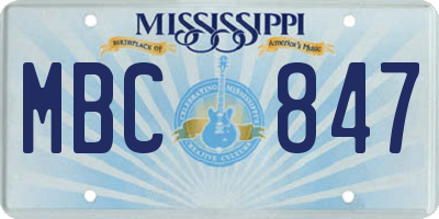 MS license plate MBC847