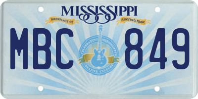 MS license plate MBC849