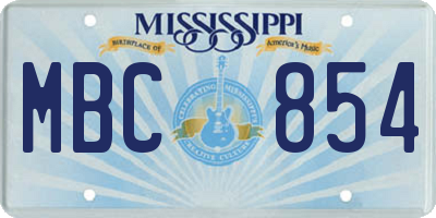 MS license plate MBC854