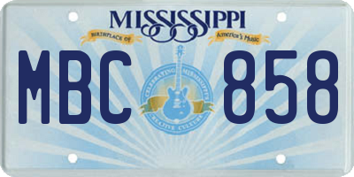 MS license plate MBC858