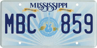 MS license plate MBC859