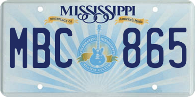 MS license plate MBC865