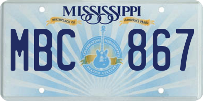 MS license plate MBC867