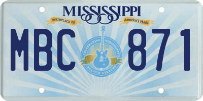 MS license plate MBC871