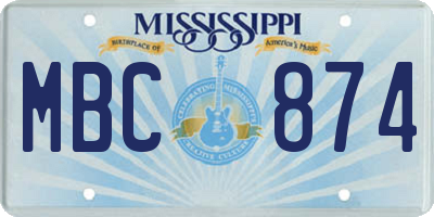 MS license plate MBC874