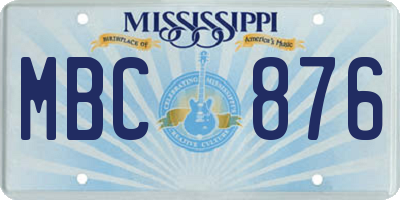 MS license plate MBC876