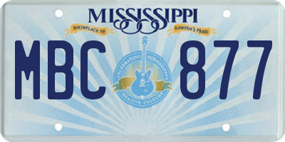 MS license plate MBC877