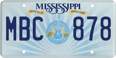 MS license plate MBC878