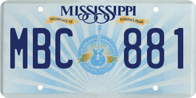 MS license plate MBC881