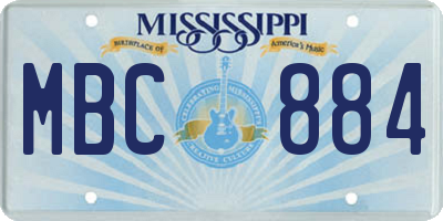 MS license plate MBC884