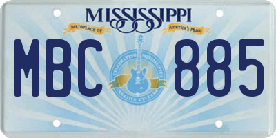 MS license plate MBC885