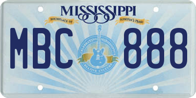 MS license plate MBC888