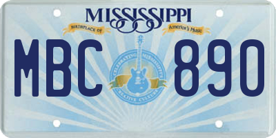 MS license plate MBC890