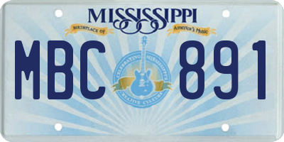 MS license plate MBC891