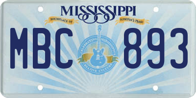 MS license plate MBC893