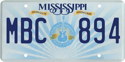 MS license plate MBC894
