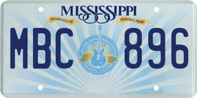 MS license plate MBC896