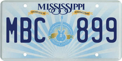 MS license plate MBC899
