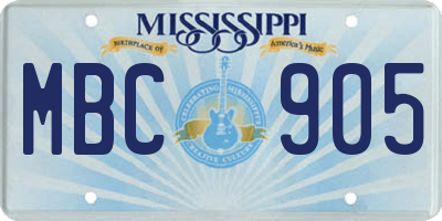 MS license plate MBC905