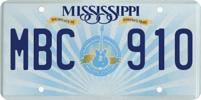 MS license plate MBC910