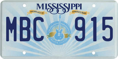 MS license plate MBC915