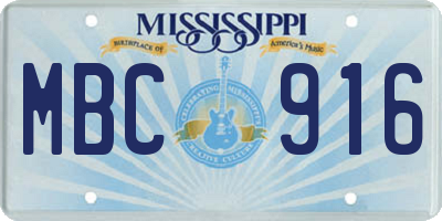 MS license plate MBC916