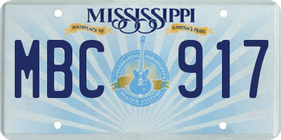 MS license plate MBC917