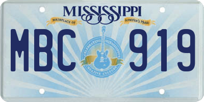 MS license plate MBC919