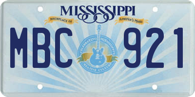 MS license plate MBC921