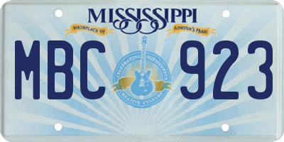 MS license plate MBC923