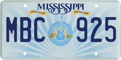 MS license plate MBC925