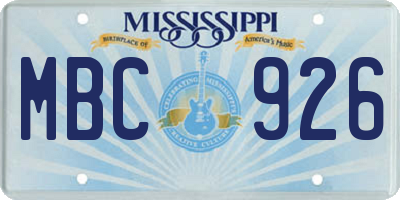 MS license plate MBC926