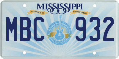 MS license plate MBC932