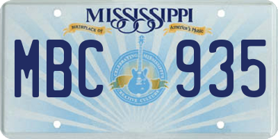 MS license plate MBC935