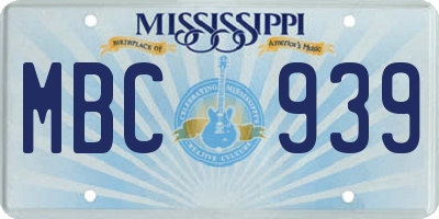 MS license plate MBC939