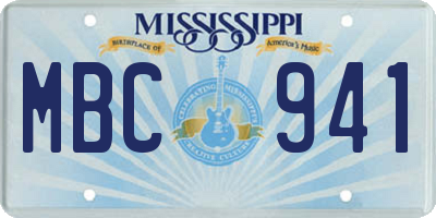 MS license plate MBC941