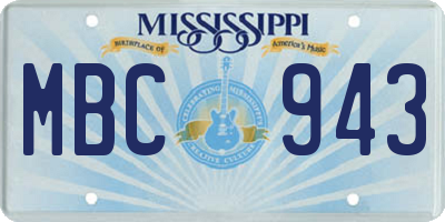 MS license plate MBC943