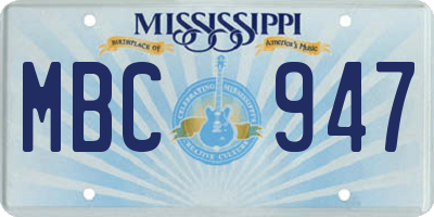MS license plate MBC947
