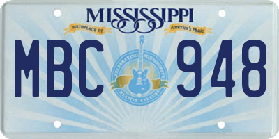 MS license plate MBC948