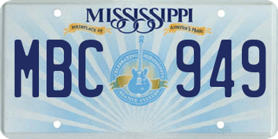 MS license plate MBC949