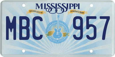 MS license plate MBC957