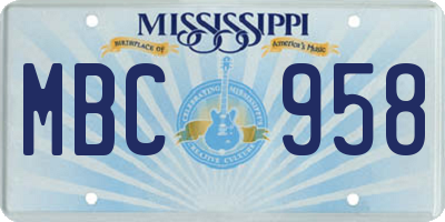 MS license plate MBC958