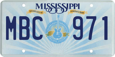 MS license plate MBC971