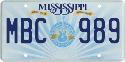 MS license plate MBC989