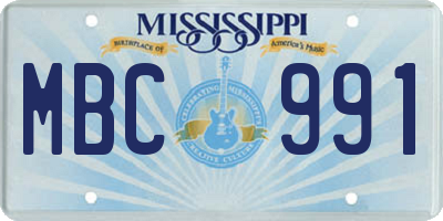 MS license plate MBC991