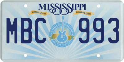 MS license plate MBC993